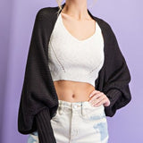 Black Cocoon Style Ribbed Cardigan