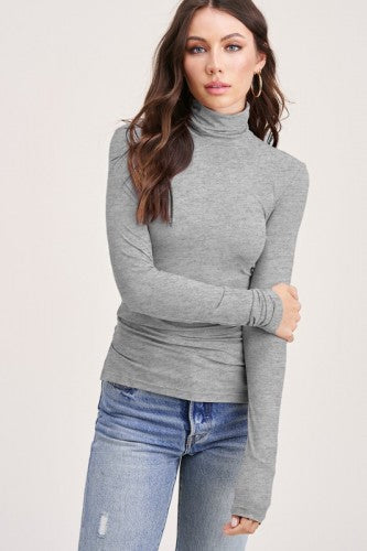 Heather Grey Essential Turtleneck L/S