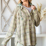 Sage Plaid Mix Hoodie + French Terry Shacket