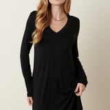 Black Bamboo V Neck L/S Dress