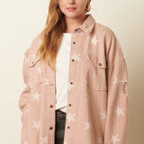 Dusty Blush Star Print Twill Jacket