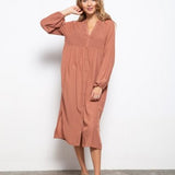 Clay Smock Front Button Down Dress
