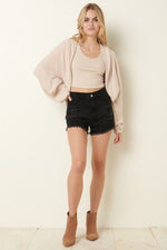 Oatmeal. Brushed Hacci Ribbed Shrug