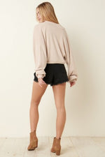 Oatmeal. Brushed Hacci Ribbed Shrug
