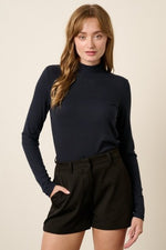 Rib Mock Neck Long Sleeve Top