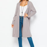 Mocha Greige Textured Hoodie Cardigan