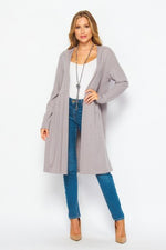 Mocha Greige Textured Hoodie Cardigan