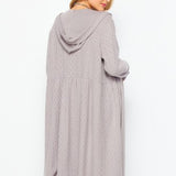 Mocha Greige Textured Hoodie Cardigan
