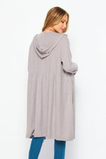 Mocha Greige Textured Hoodie Cardigan
