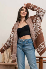 Mocha Multi Tribal Print Cardigan