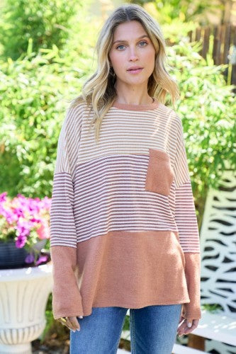 Rusty Mustard Colorblock Stripe L/S with Pocket