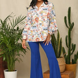 Guitars, Music Print Button Front Shirt