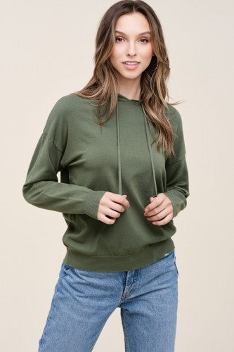 Olive Drawstring Super Soft Pullover Hoodie