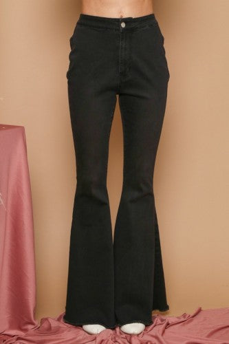 Black Sequin Star Contrast Flare Denim