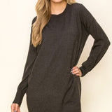 Balloon Sleeve Crew Neck Tunic Sweater