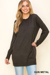 Balloon Sleeve Crew Neck Tunic Sweater