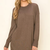 Balloon Sleeve Crew Neck Tunic Sweater