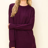 Balloon Sleeve Crew Neck Tunic Sweater