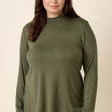 Olive Bamboo Mock Neck L/S Top