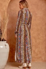 Leo + Embroidered Mix Long Dress with Waist Tie
