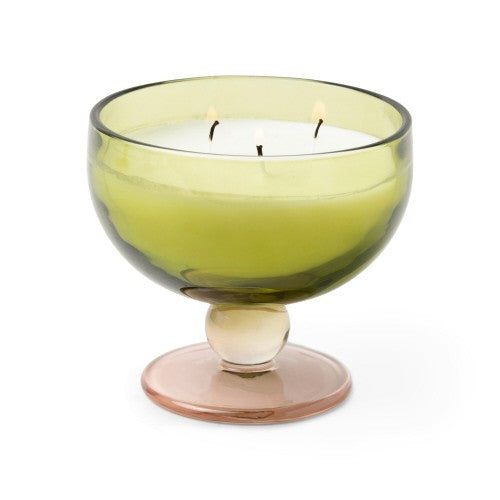 AURA GREEN & BLUSH TINTED GLASS GOBLET - MISTED LIME