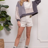 Grey Multi Texture Block Pullover