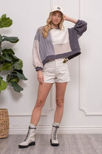 Grey Multi Texture Block Pullover