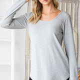 Solid Ribbed Scoop Neck L/S with Thumbholes