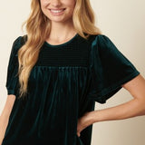 Hunter Velvet Smocked Short Sleeve Blouse