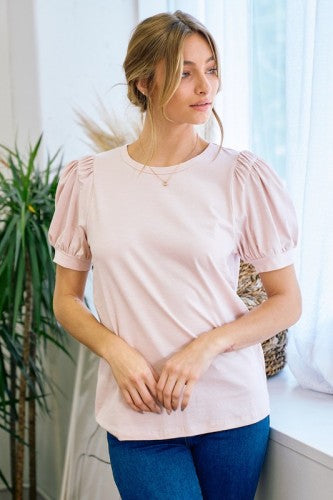Blush Puff Sleeve Tee