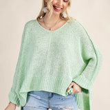 Open Weave V Neck Pullover