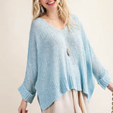 Open Weave V Neck Pullover