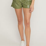 Army Faux Leather Shorts
