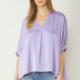 Lavender Satin V Neck Dolman