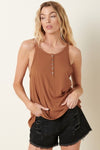 Rib Button Halter Knit Tank