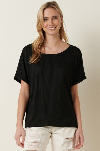 Brush Rib Oversize Boatneck Top