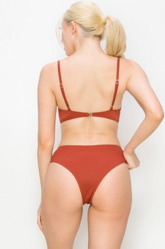 Rust Ribbed Swim Bottom