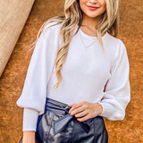 Ivory Ribbed Puff Sleeve Bodysuit