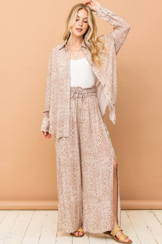 Taupe Boho Print Pant