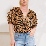 Copper Zebra Bodysuit Blouse