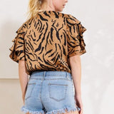 Copper Zebra Bodysuit Blouse