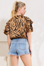Copper Zebra Bodysuit Blouse