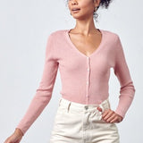 Cropped Ribbed Button Up Cardigan / Shirt