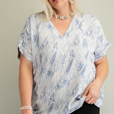 Blue Snake Print Dolman Top