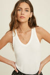 Ribbed Knit V Neck Tank