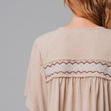 Khaki Swing Top with Embroider Detail