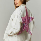 White Jacket with Sequin Star + Fringe