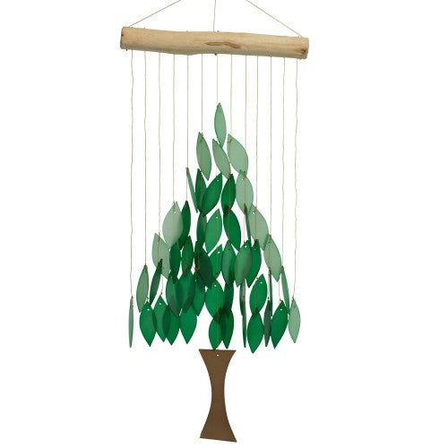 Forest Tree Tumbled Glass Wind Chime - Greenish
