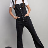 Black Button Down Bell Jumpsuit
