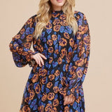 Black Chiffon Flower Print Dress